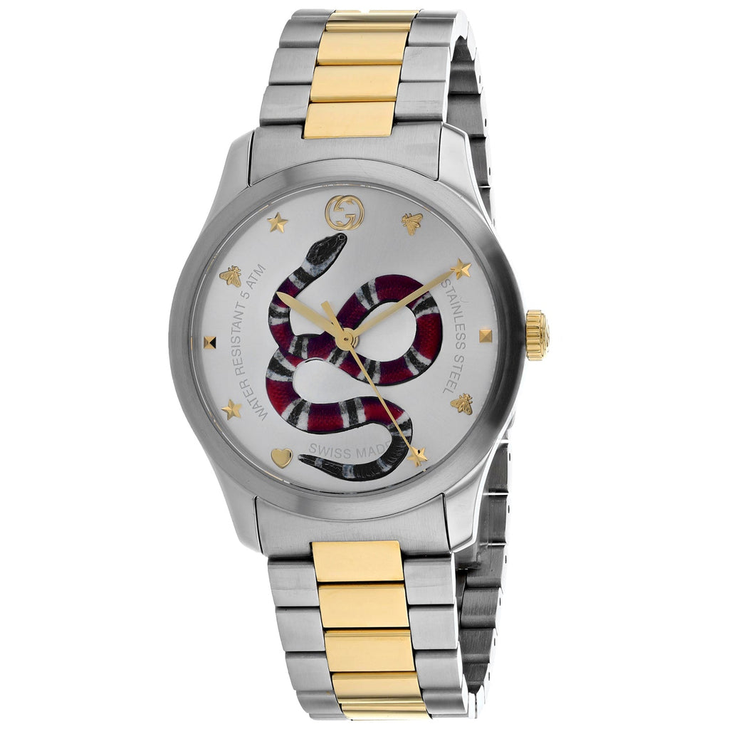 Gucci Unisex's G-Timeless watch two-tone snake gold silver
