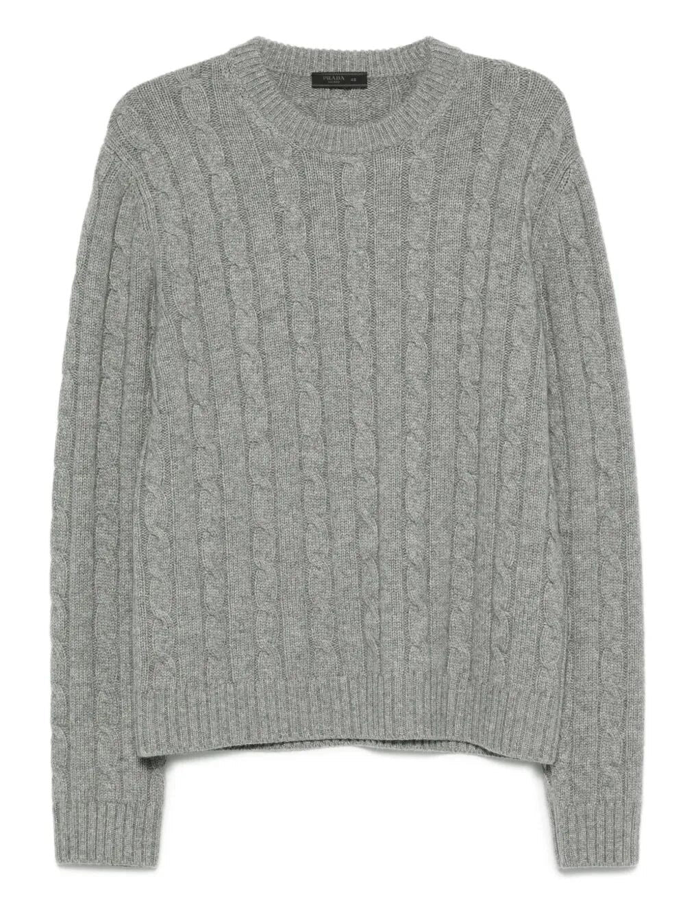 Prada Men's Cashmere Sweater cable knit ribbed Gray