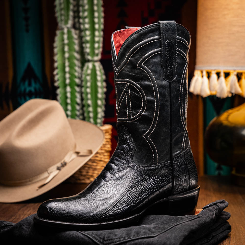 Denver Black Marco Ostrich leg boots men's Coming Soon Pre-Order