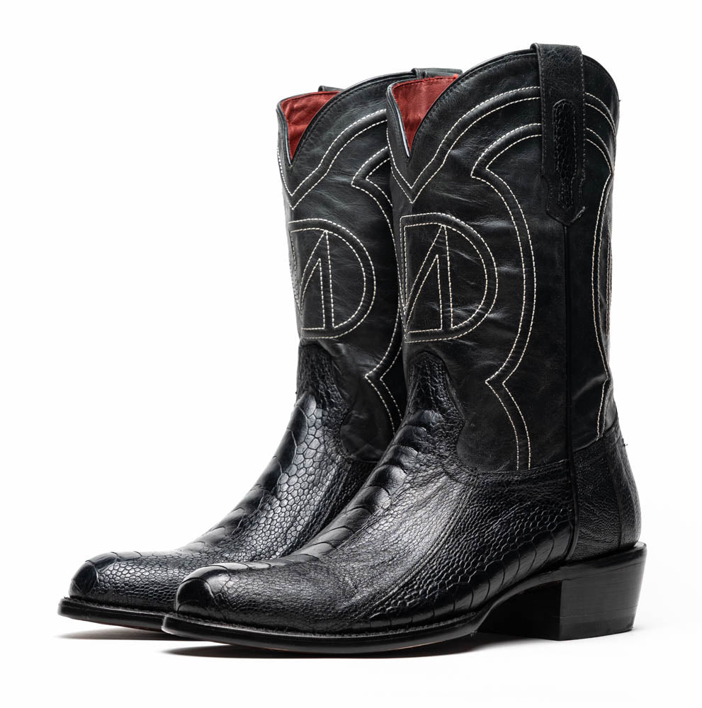 Denver Black Marco Ostrich leg boots men's Coming Soon Pre-Order