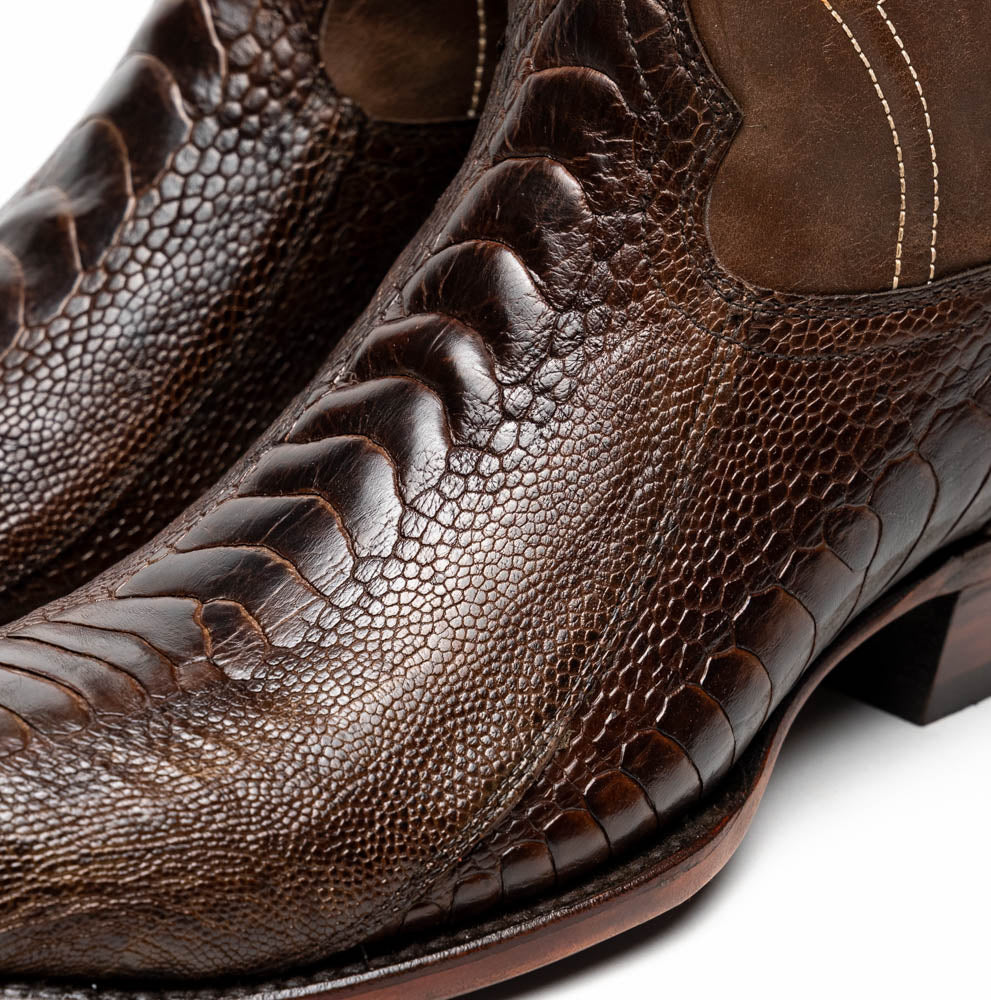 Denver Clear Brown Ostrich Skin men's  leather Pre-Order