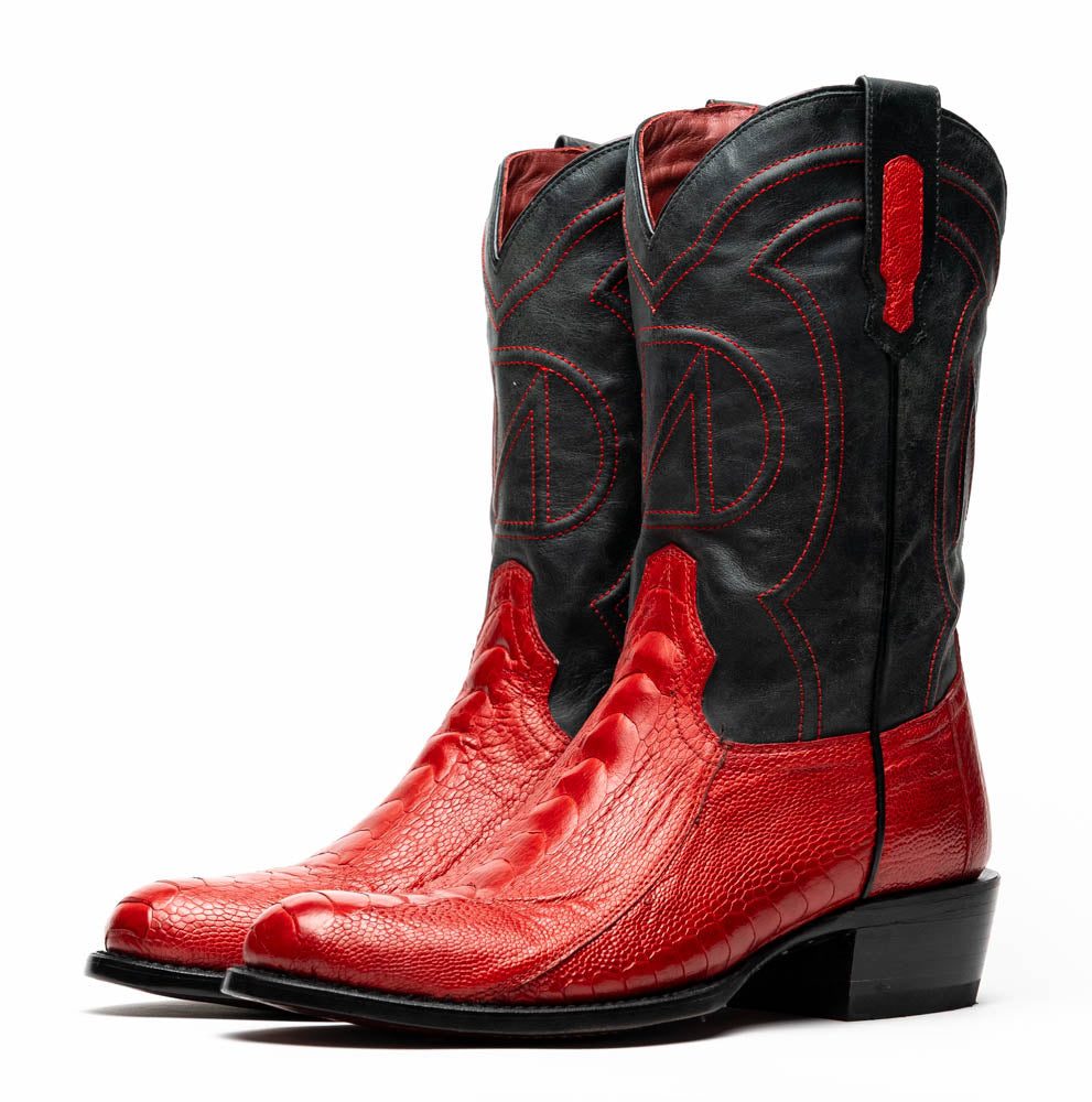 Denver Red men's Ostrich leg skin boots Pre-Order