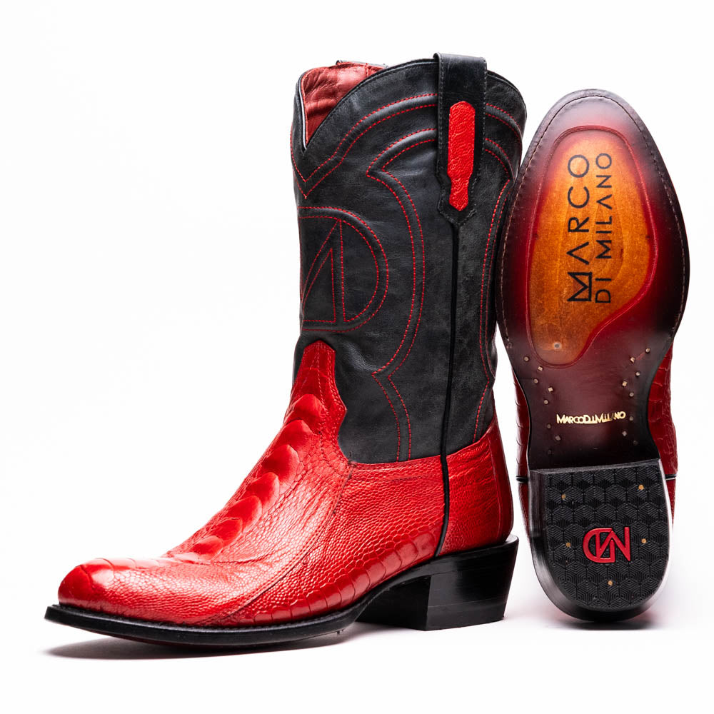 Denver Red men's Ostrich leg skin boots Pre-Order