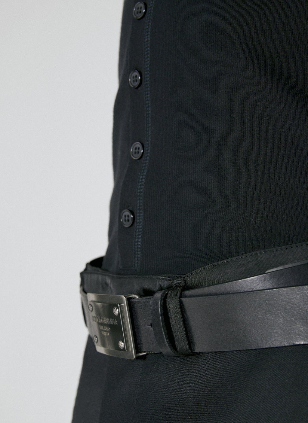Dolce & Gabbana Men's Logo Plaque Leather Belt black