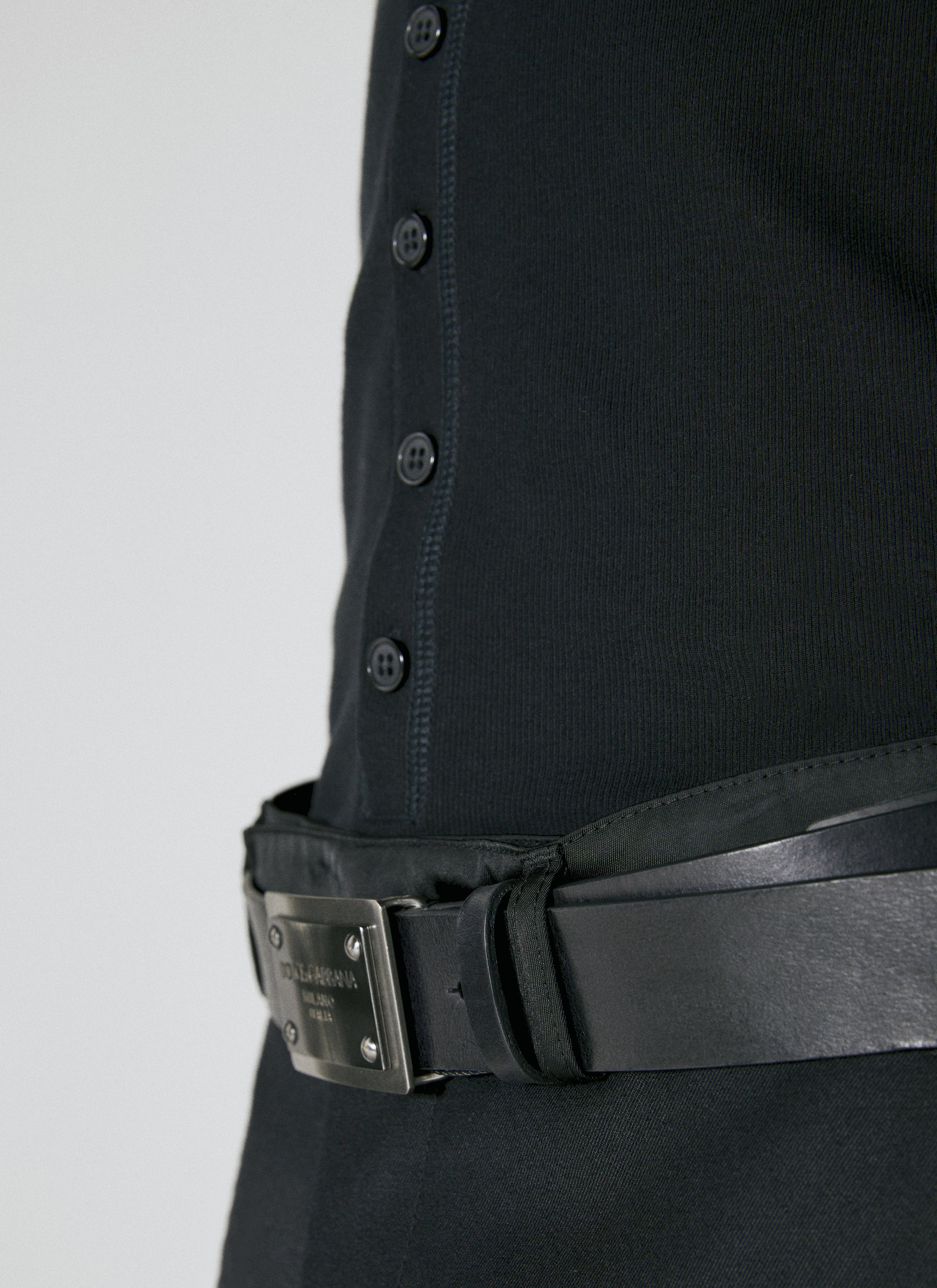 Dolce & Gabbana Men's Logo Plaque Leather Belt black