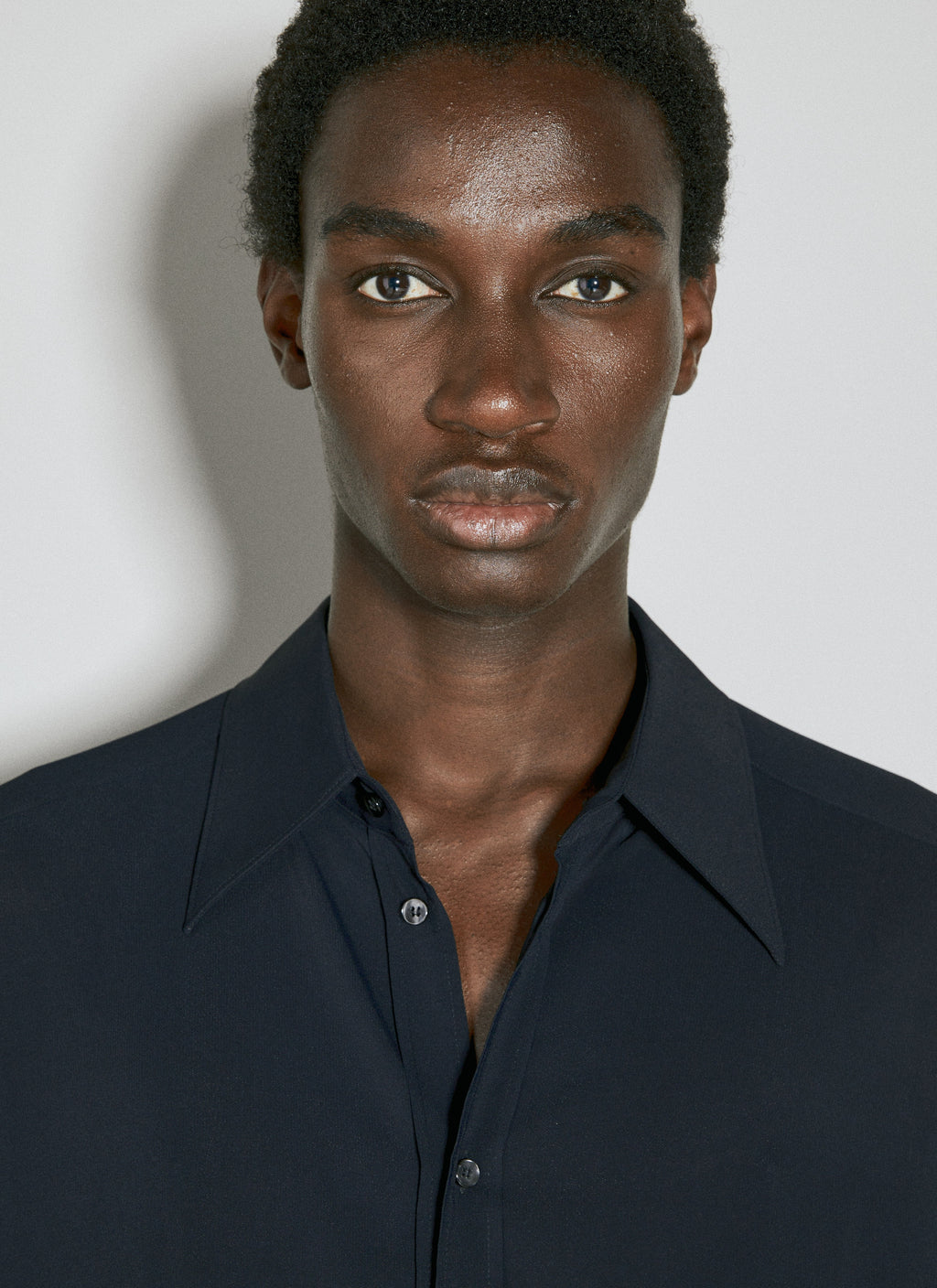 Dolce & Gabbana Men's Martini Fit Stretch Charmeuse Shirt button up dark navy