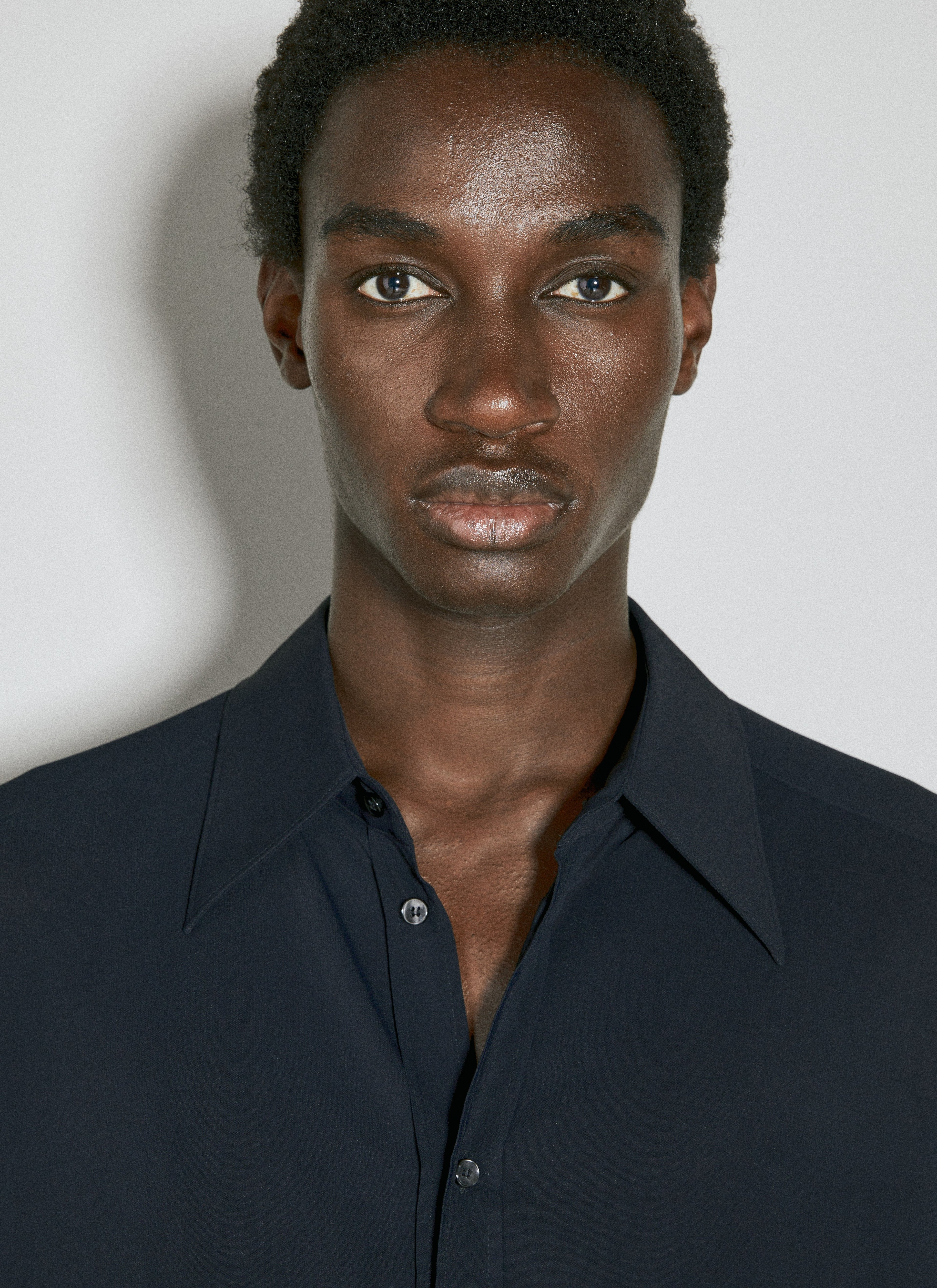Dolce & Gabbana Men's Martini Fit Stretch Charmeuse Shirt button up dark navy
