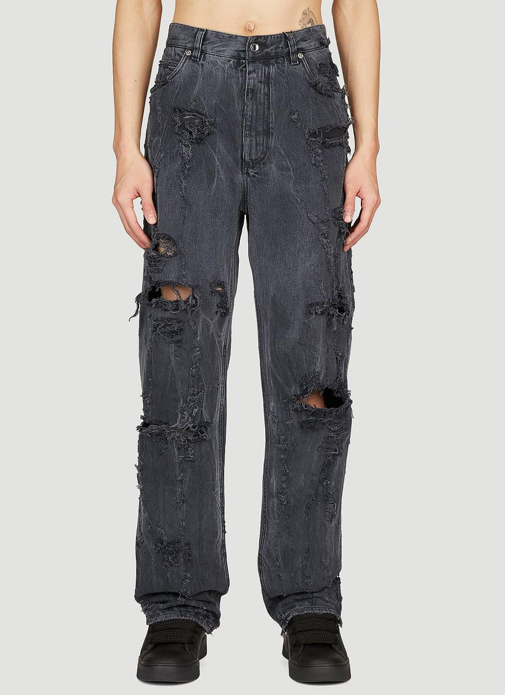 Dolce & Gabbana Men's Distressed Denim Jeans black distressed pants