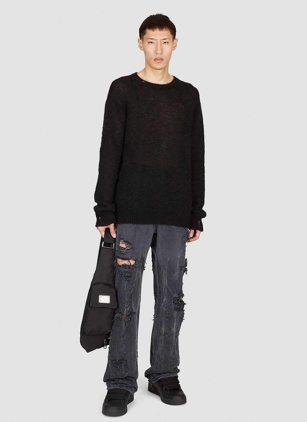 Dolce & Gabbana Men's Distressed Denim Jeans black distressed pants