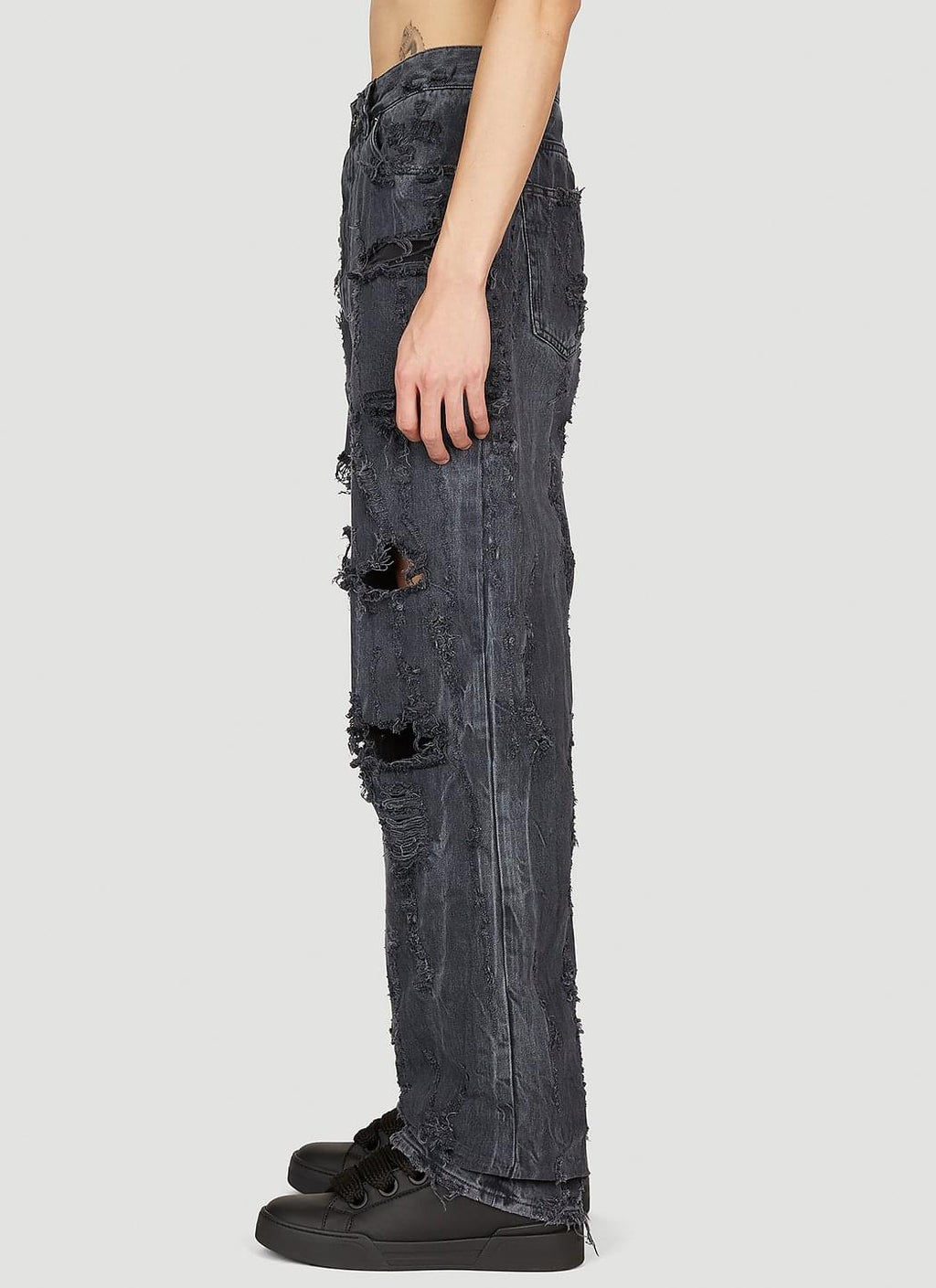 Dolce & Gabbana Men's Distressed Denim Jeans black distressed pants