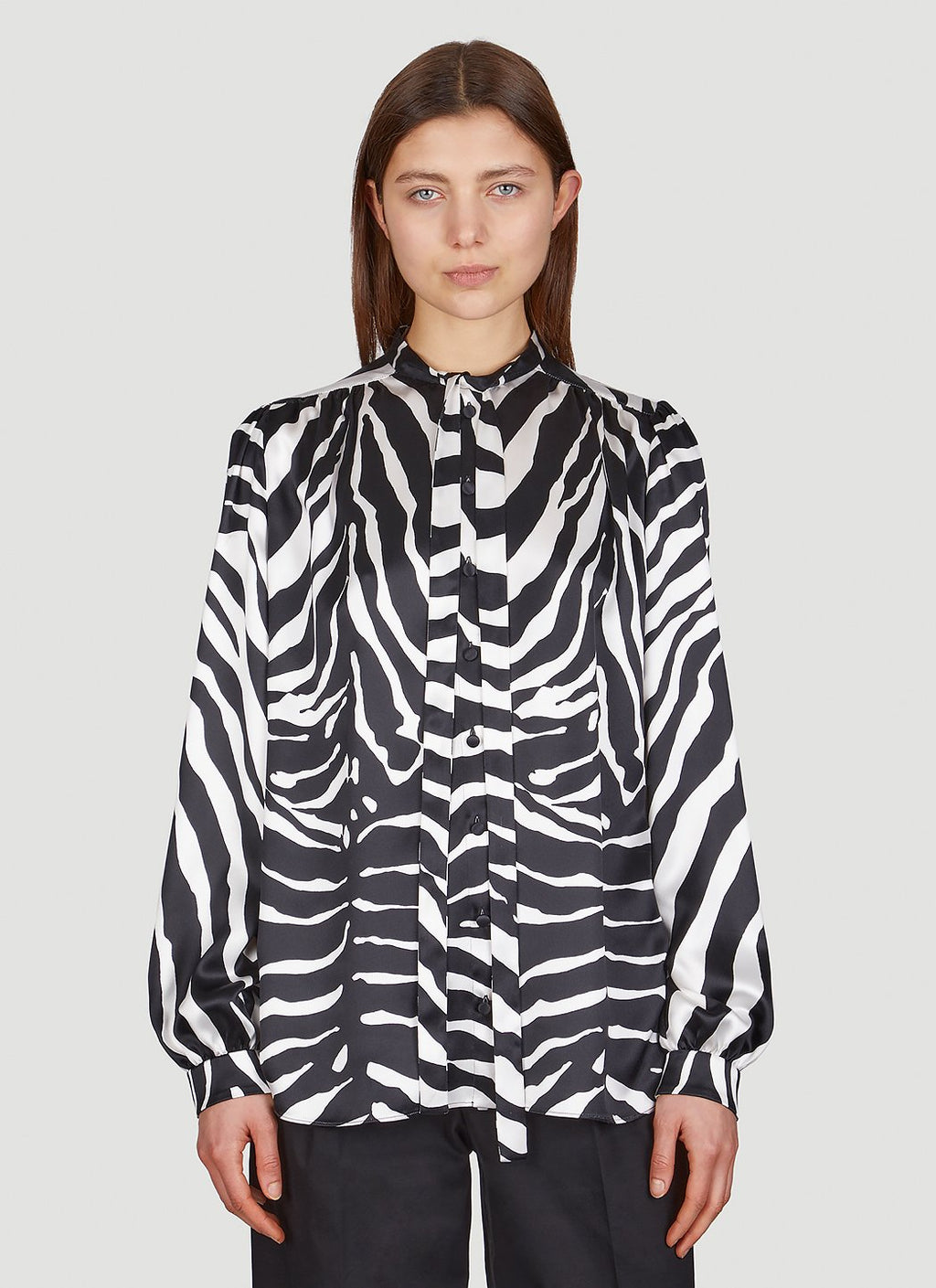 Dolce & Gabbana ladies Zebra Print Shirt Top Blouse Silk black white