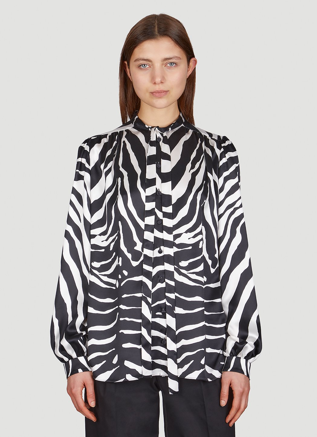 Dolce & Gabbana ladies Zebra Print Shirt Top Blouse Silk black white