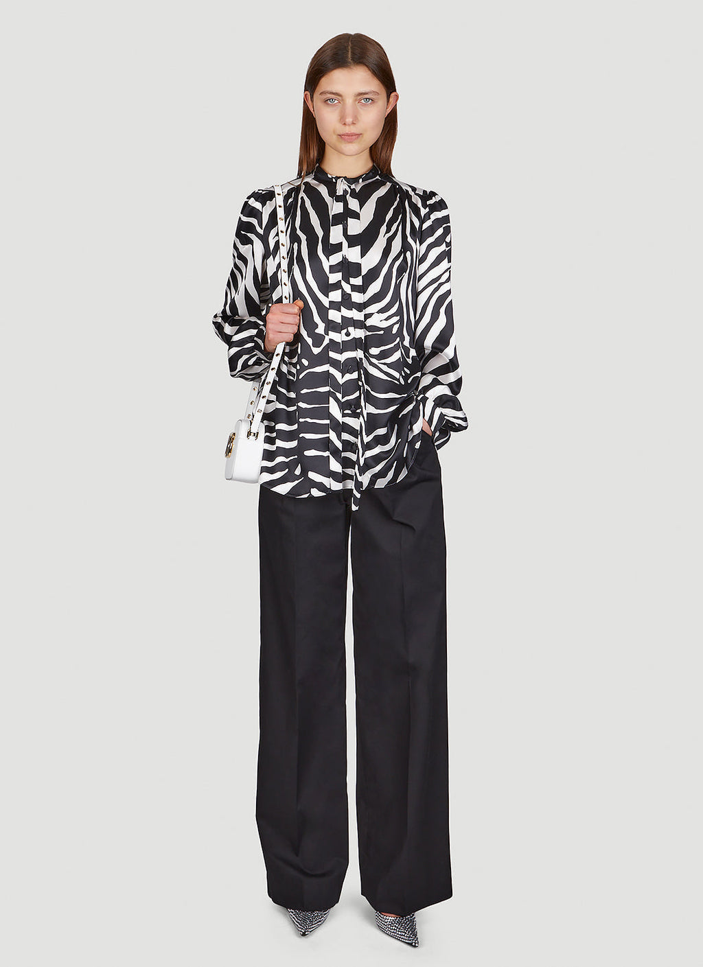 Dolce & Gabbana ladies Zebra Print Shirt Top Blouse Silk black white