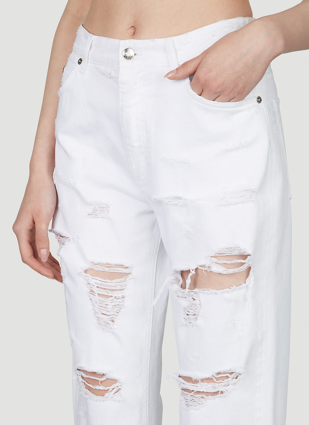 Dolce & Gabbana ladies Logo Plaque Distressed Jeans pants distressed