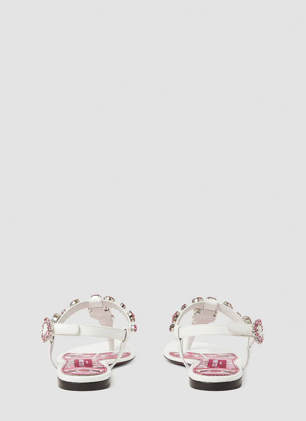 Dolce & Gabbana ladies Crystal Embellished Majolica Sandals white hot pink shoes thongs