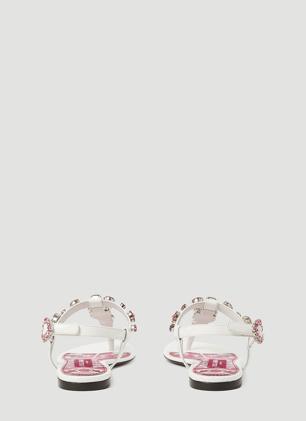 Dolce & Gabbana ladies Crystal Embellished Majolica Sandals white hot pink shoes thongs