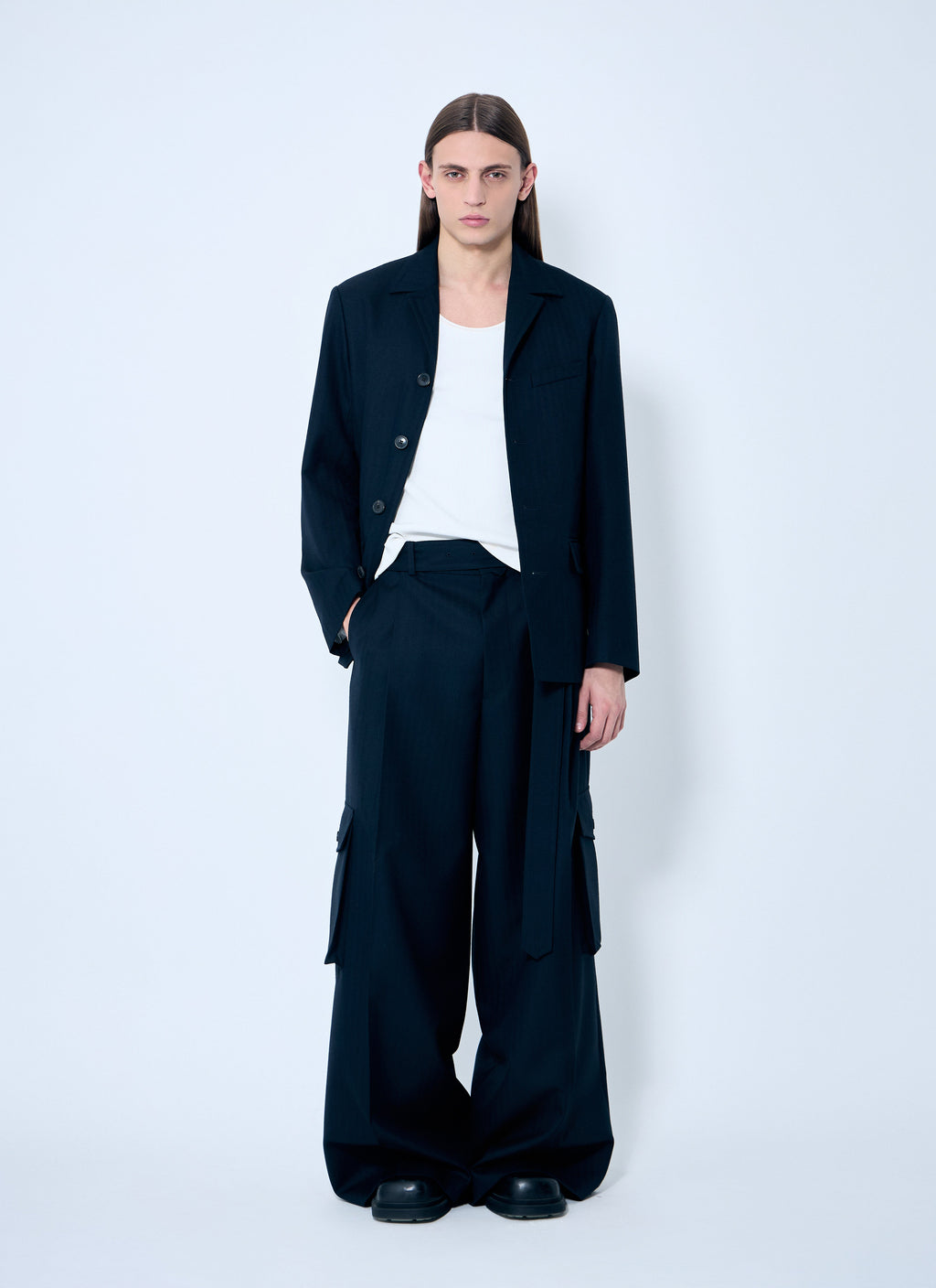 Dries Van Noten Men's Bays Jacket dress tailored wool blazer dark navy