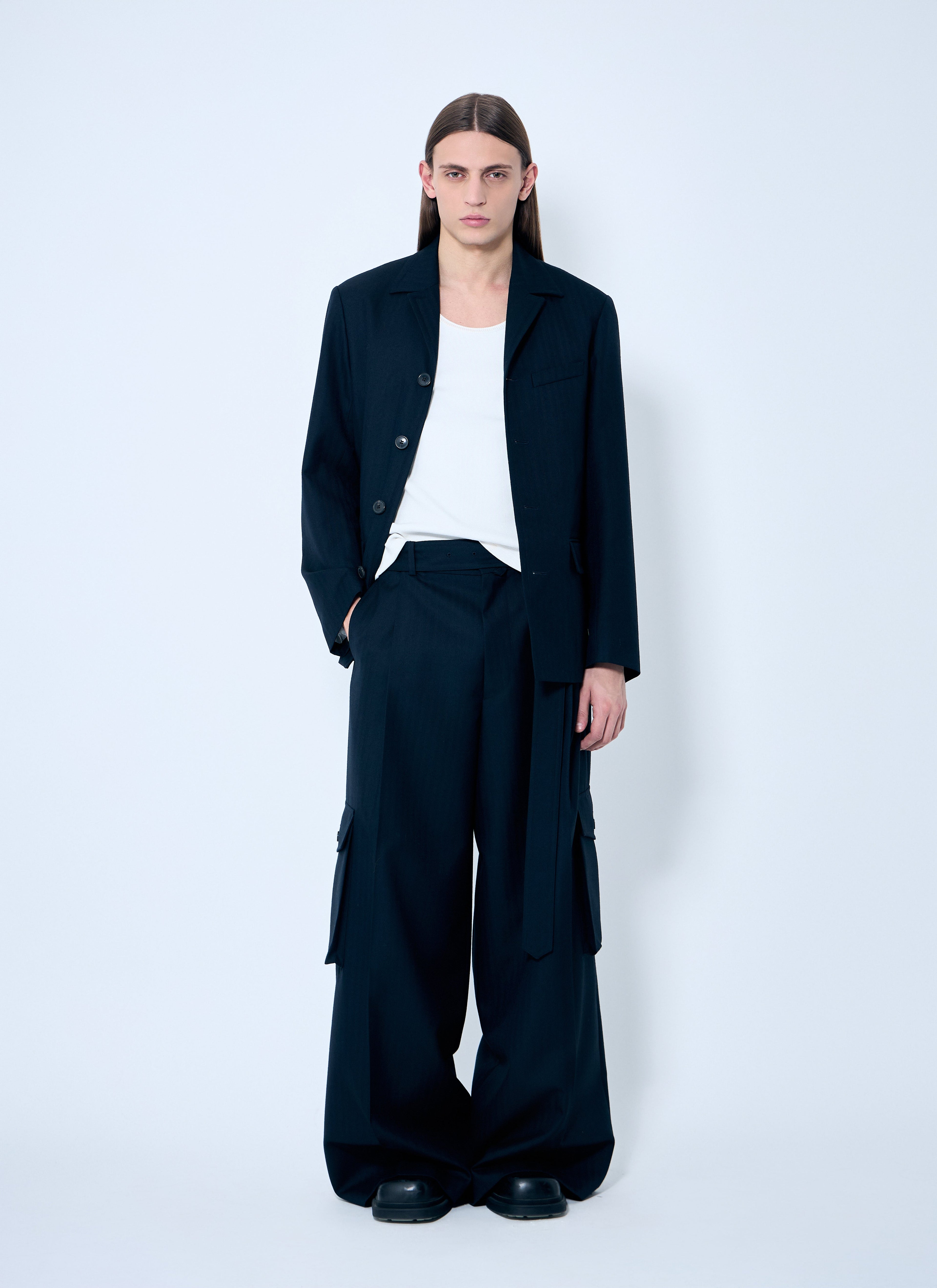 Dries Van Noten Men's Bays Jacket dress tailored wool blazer dark navy