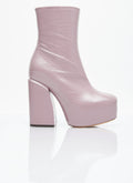 Dries Van Noten ladies Platform Heel Leather Boots shoes pink irredescent