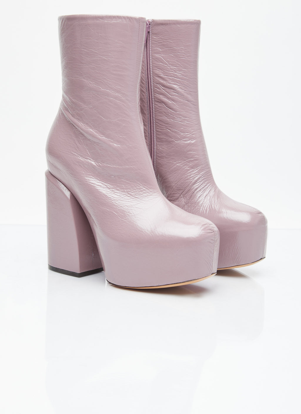 Dries Van Noten ladies Platform Heel Leather Boots shoes pink irredescent