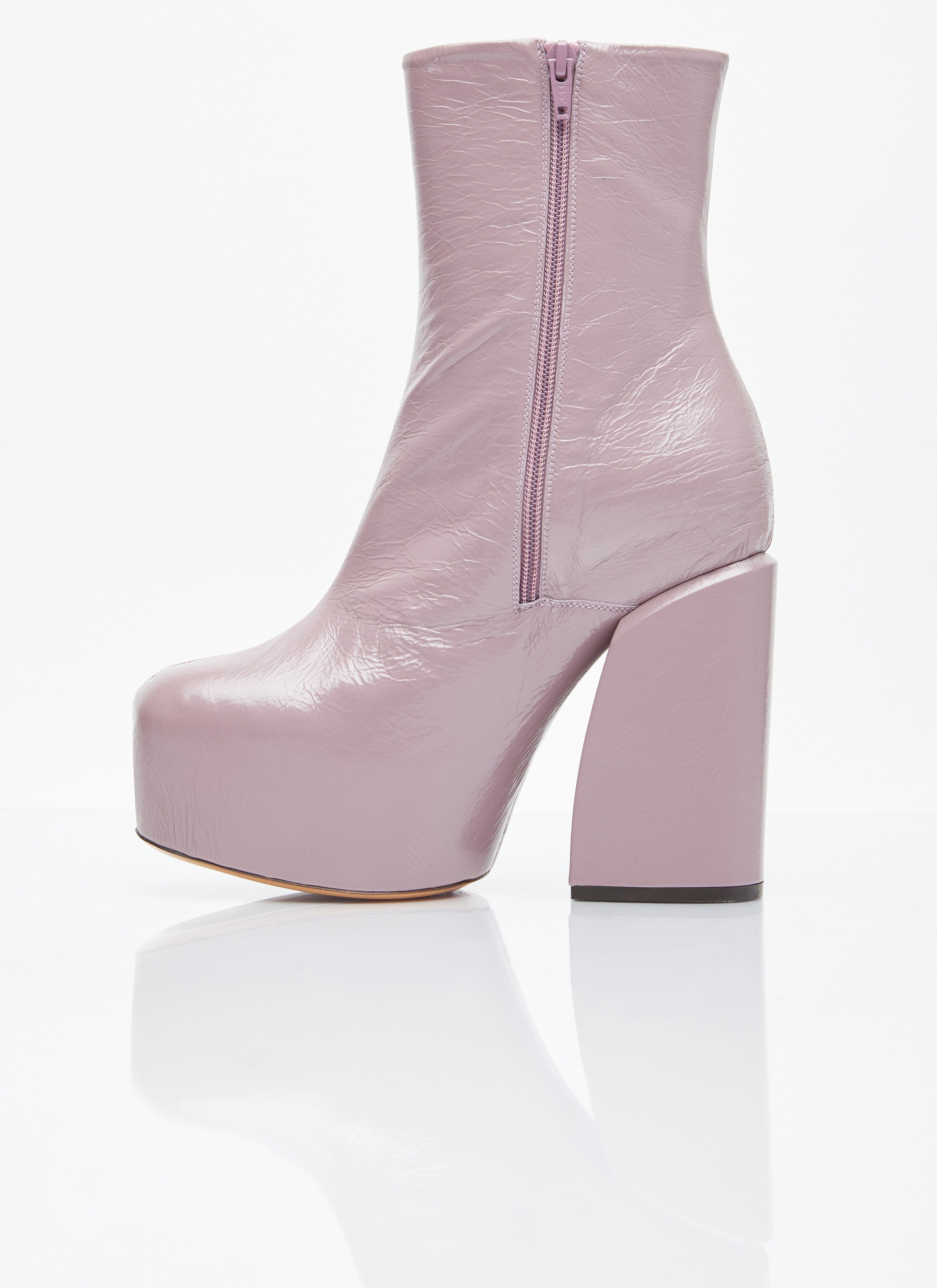 Dries Van Noten ladies Platform Heel Leather Boots shoes pink irredescent