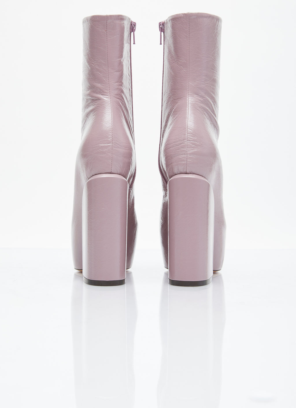 Dries Van Noten ladies Platform Heel Leather Boots shoes pink irredescent