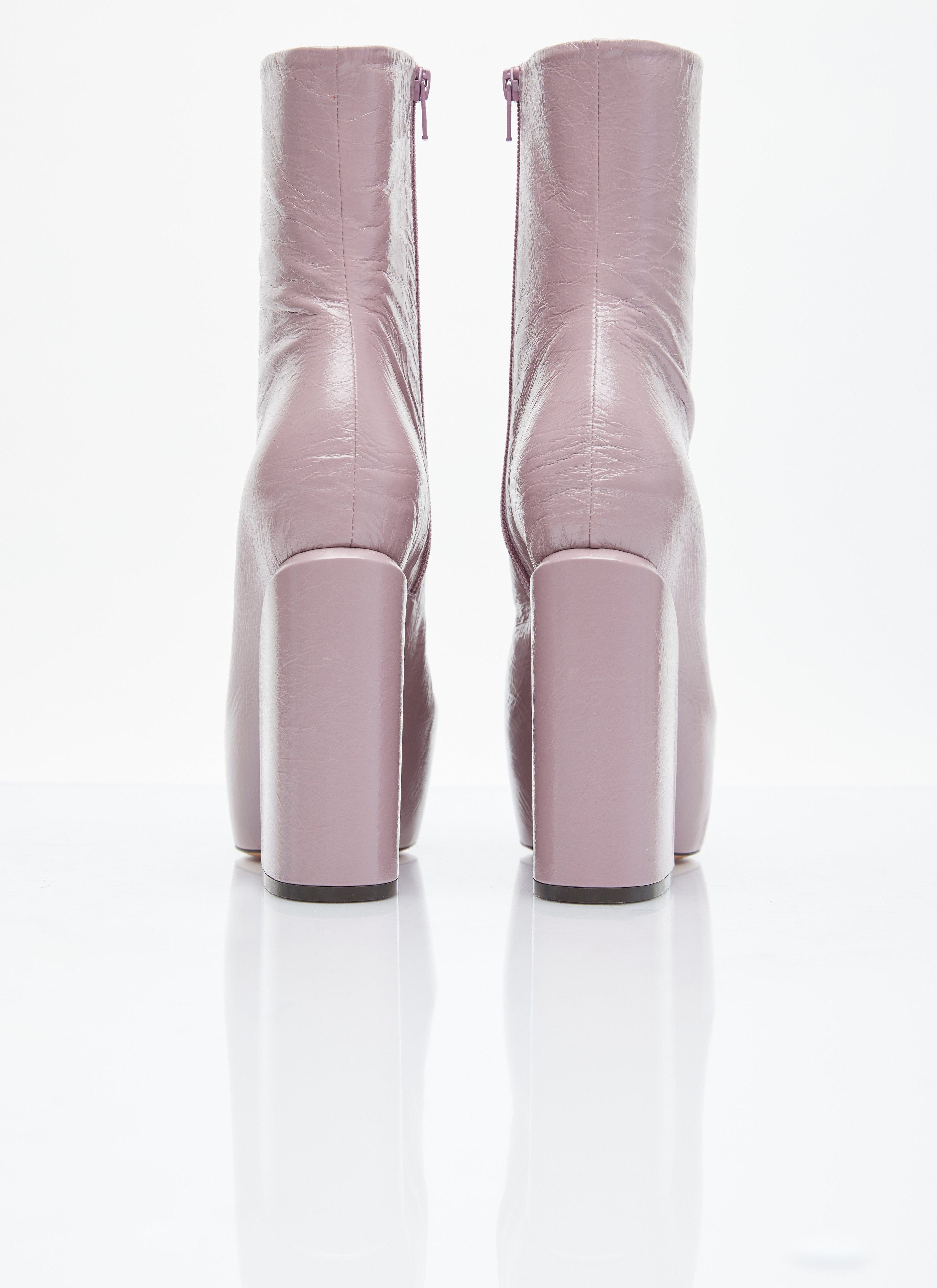 Dries Van Noten ladies Platform Heel Leather Boots shoes pink irredescent
