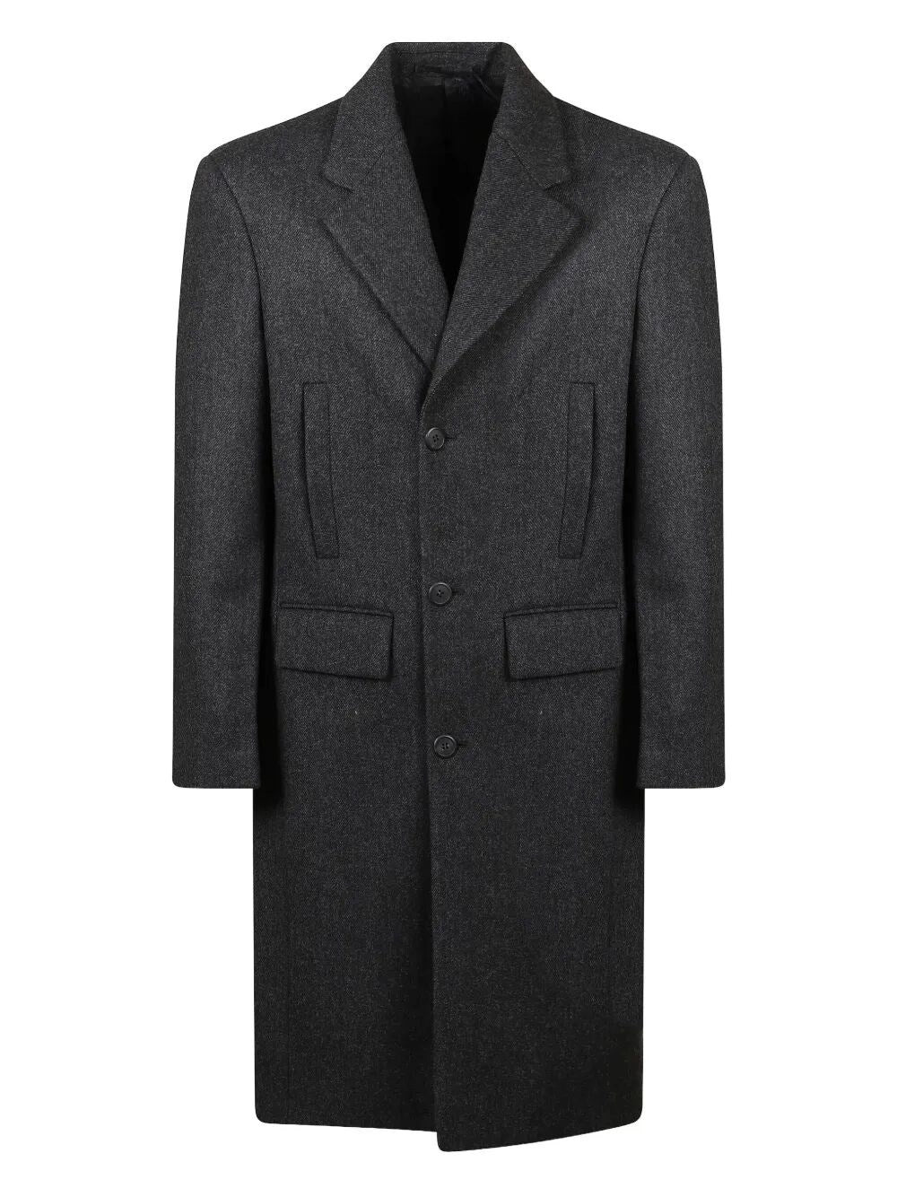 Prada Men's Wool Overcoat Trench Gray knee length