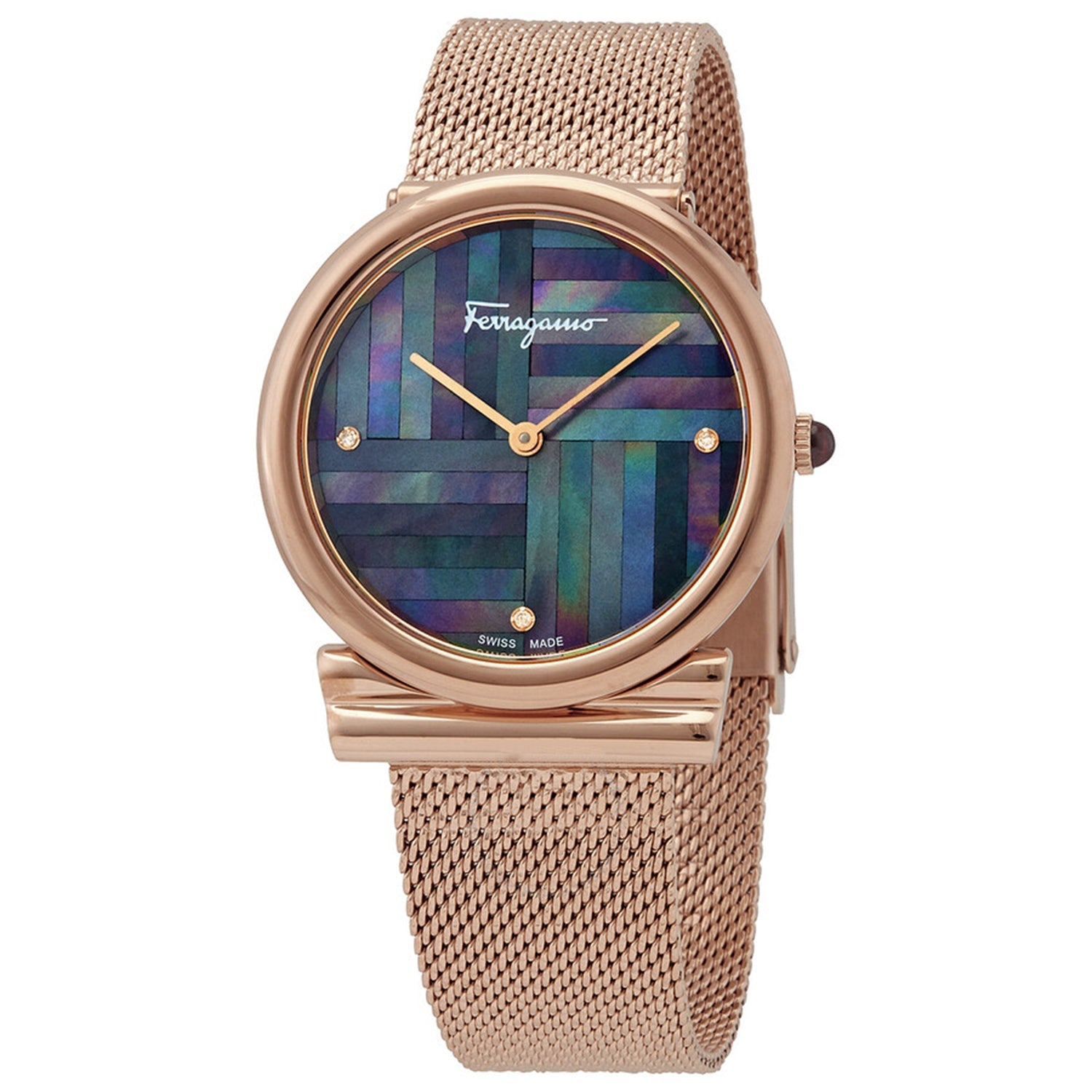 Salvatore Ferragamo Ladies Gancini Slim wrist watch rose gold