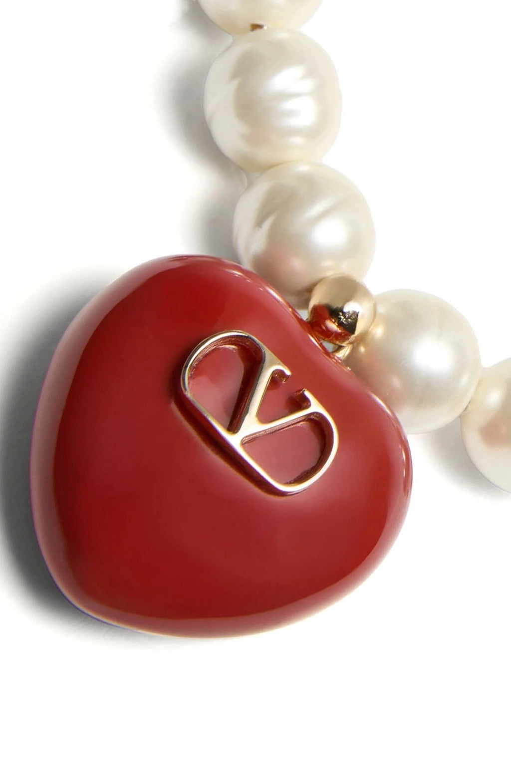 Valentino Garavani ladies 'Coeur Royal' Bracelet pearl with red heart