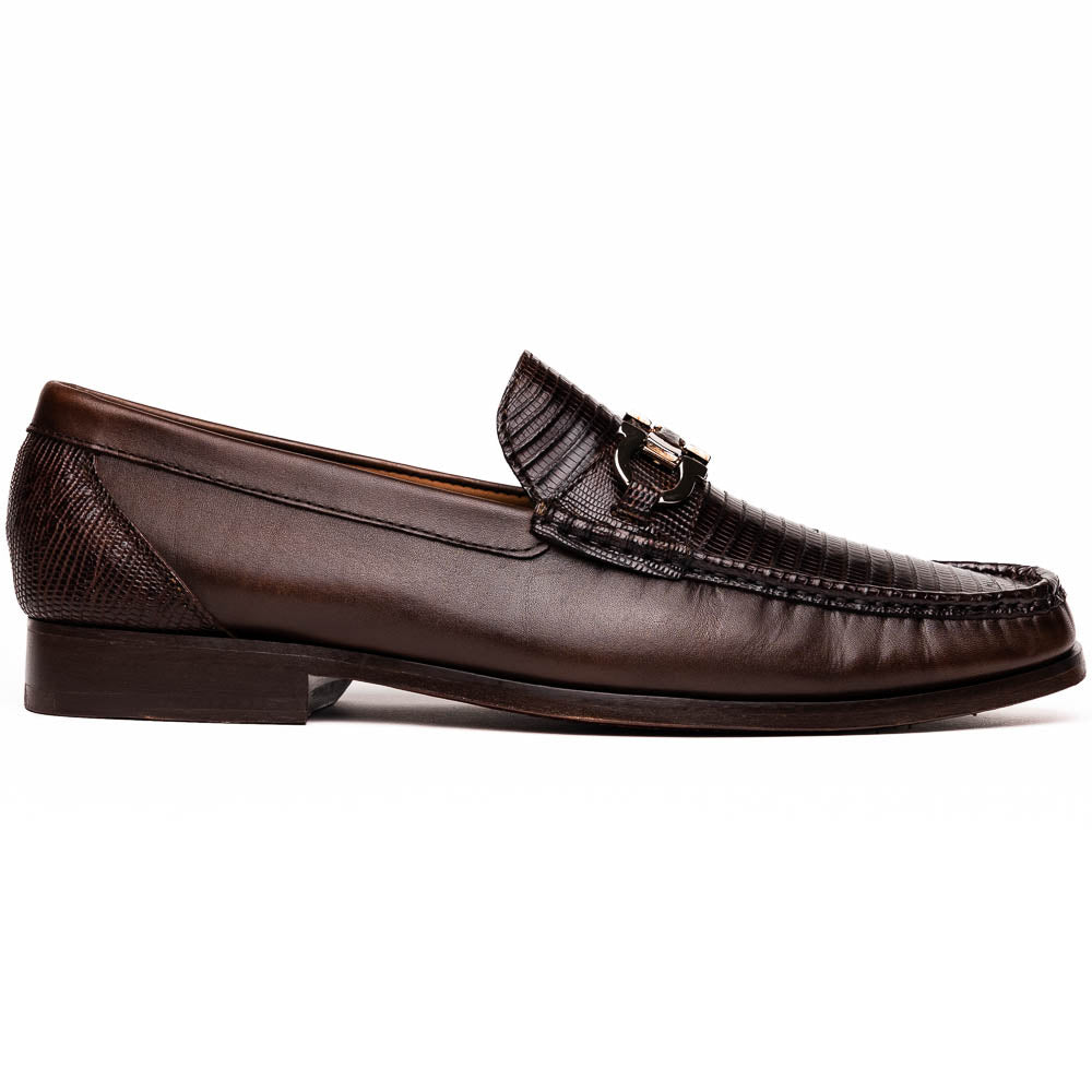Enzo Brown genuine lizard skin loafers dress shoes men's Milano