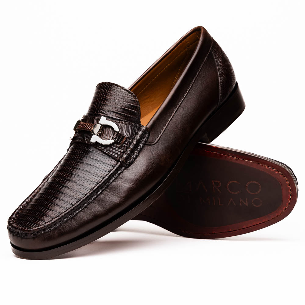 Enzo Brown genuine lizard skin loafers dress shoes men's Milano