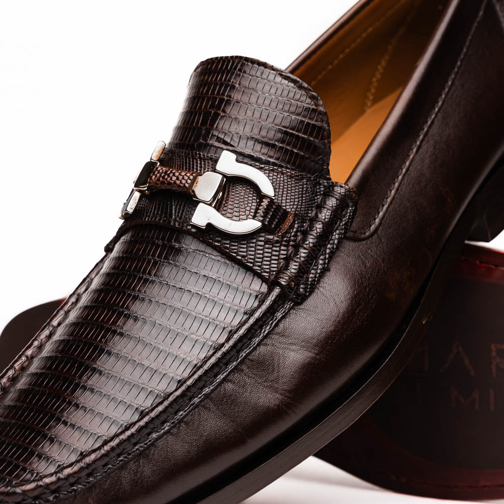 Enzo Brown genuine lizard skin loafers dress shoes men's Milano