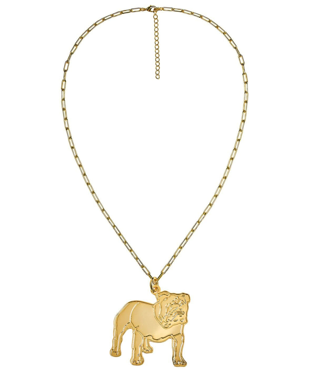 Extra Large Flat Bulldog Charm Necklace - 18k Gold Plated jewelry Georgia UGA