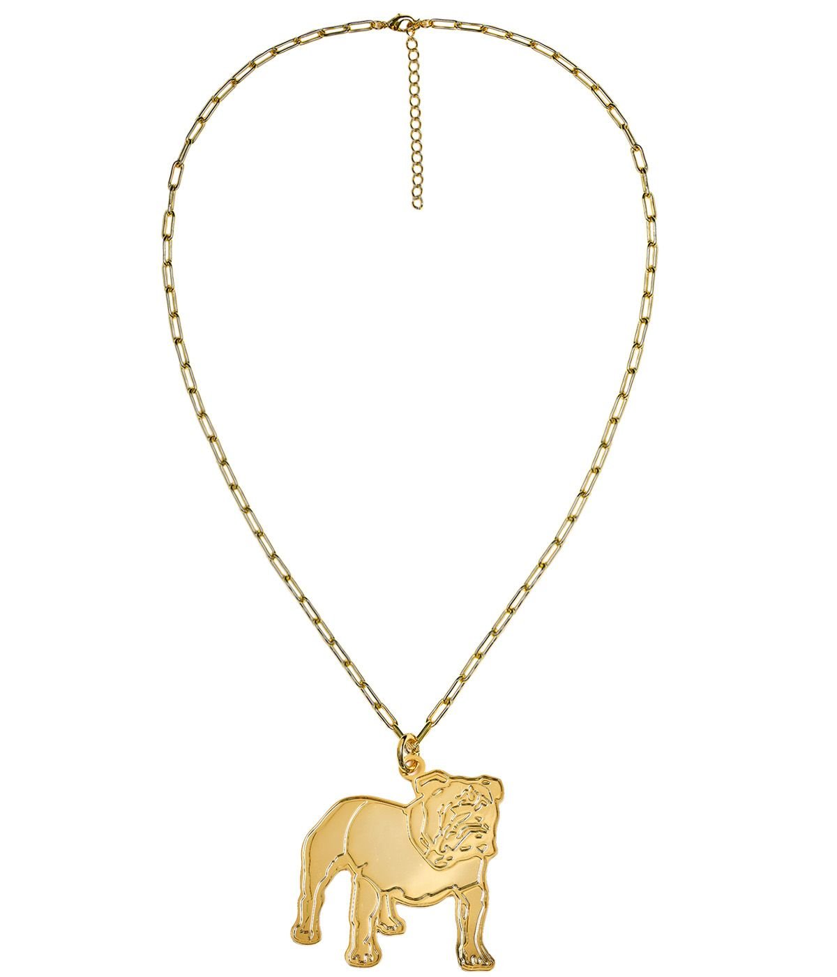 Extra Large Flat Bulldog Charm Necklace - 18k Gold Plated jewelry Georgia UGA
