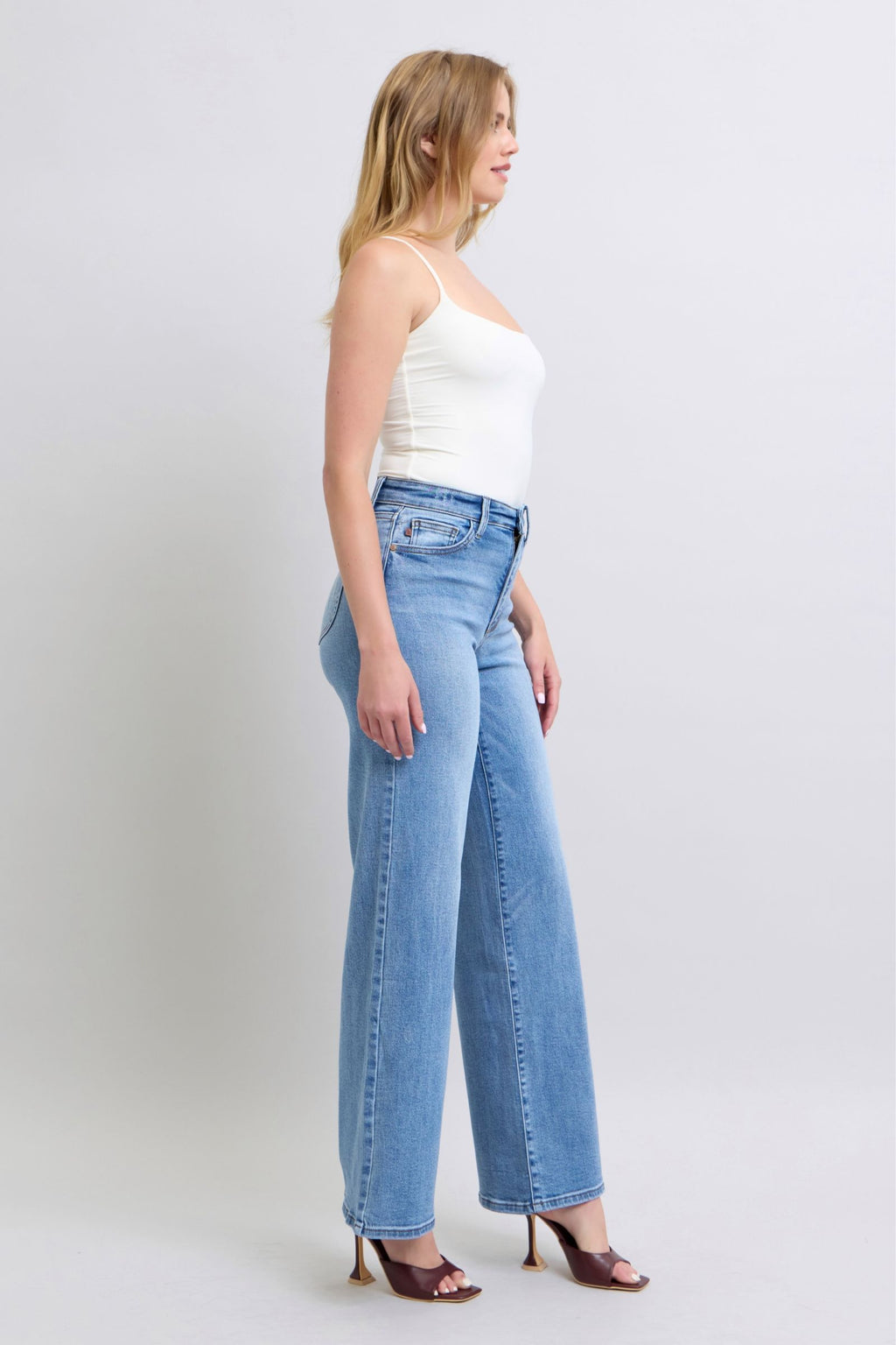 Judy Blue Full Size Wide Leg Jeans with Pockets flare