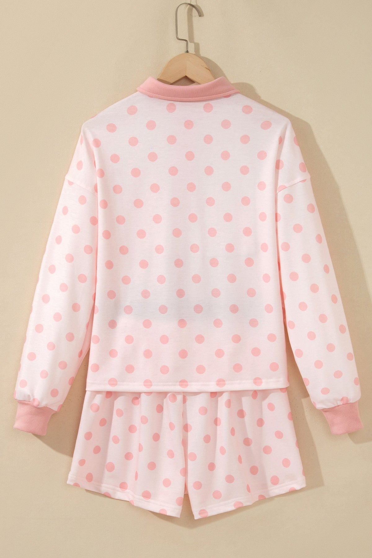 Zoey Pullover Patch Pocket Casual Shorts Set Pink or Khaki Outfit  Indie & Co. Ladies polka dot