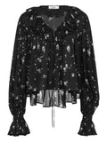Chloé ladies Blouse top Silk ruffled collar shirt Italy dressy black
