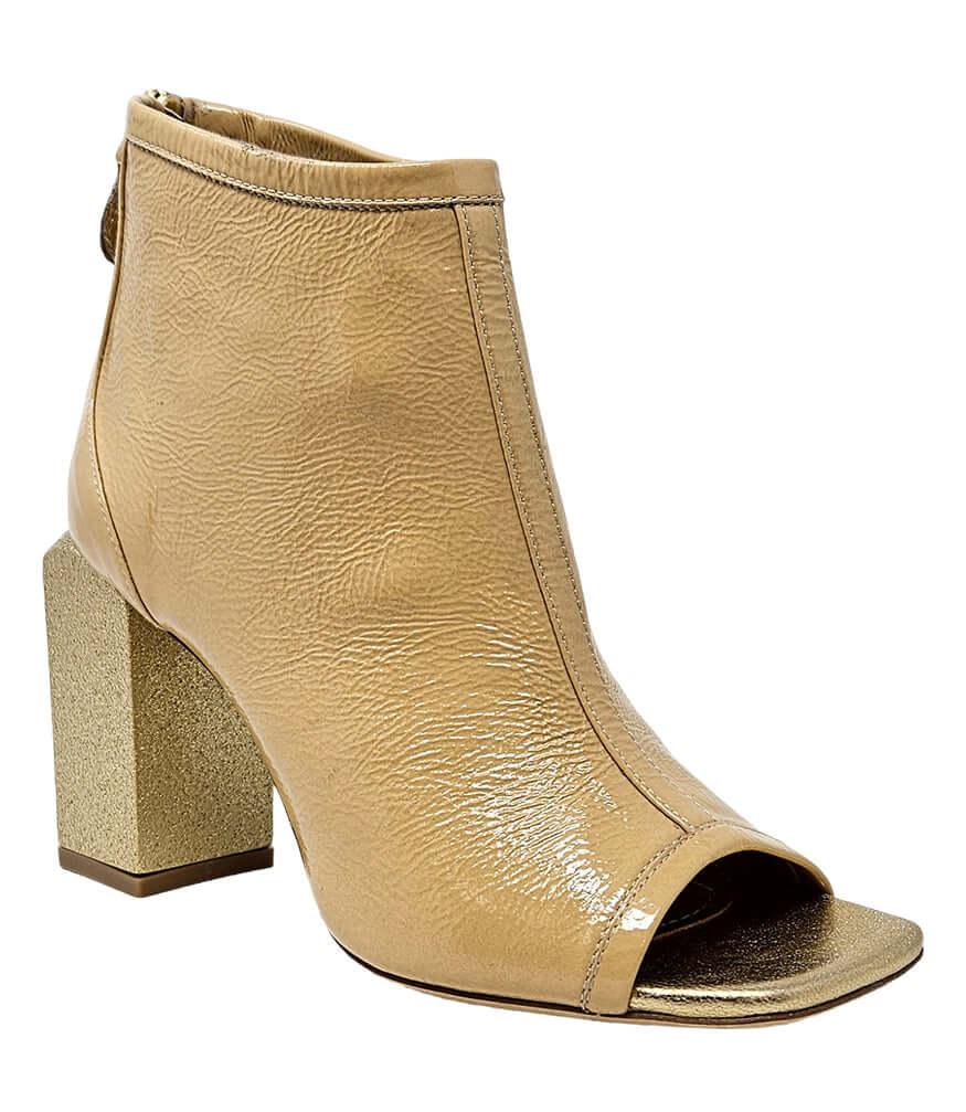 Fatima Nude Gold Hi Heel Sandal open toe booties boot Madison Maison