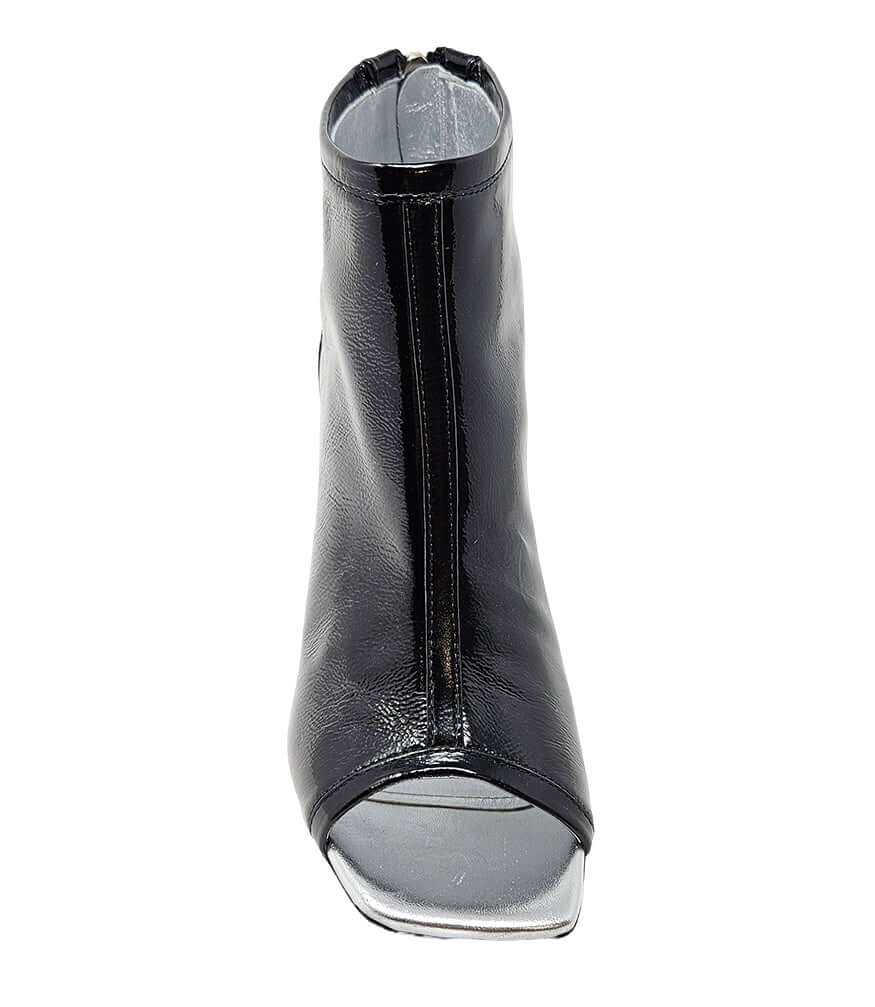 Fatima Black Silver Hi Heel Sandal Booties Boots