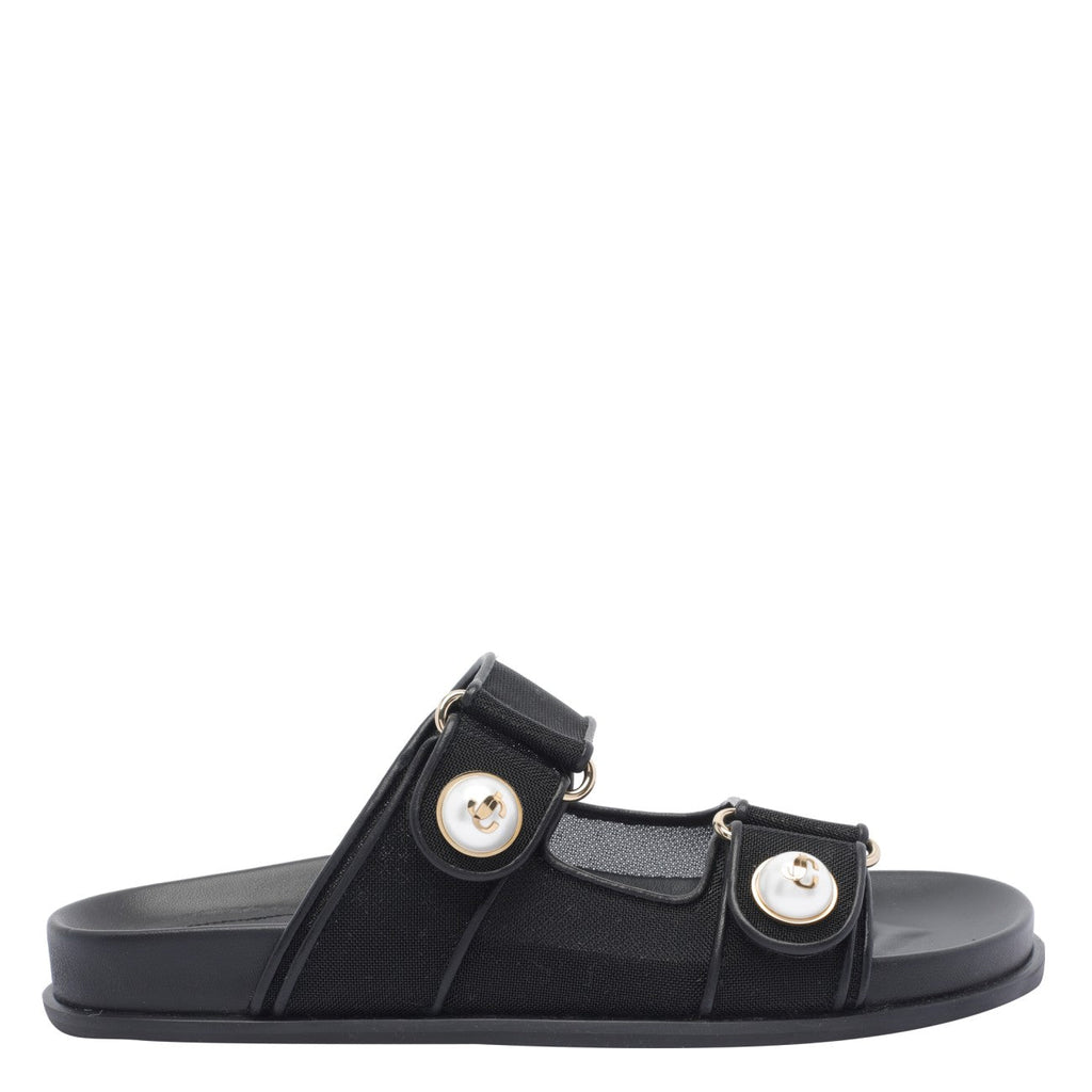 Jimmy Choo ladies Fayence Sandals slides w/pearls black