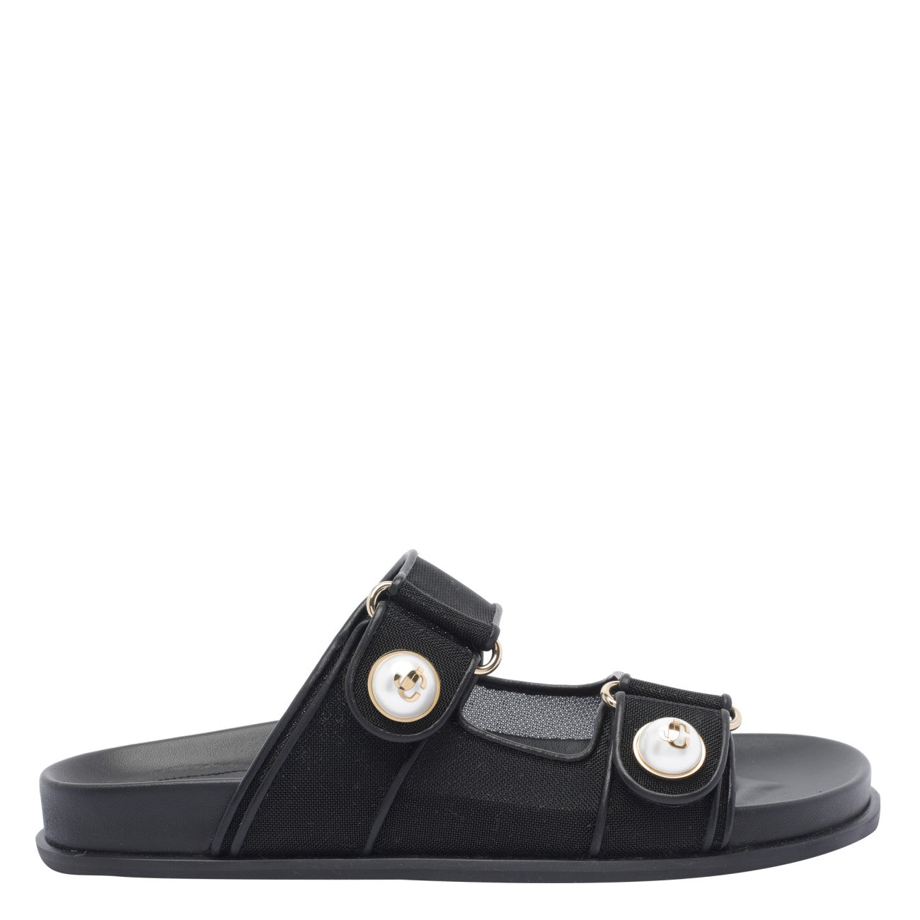 Jimmy Choo ladies Fayence Sandals slides w/pearls black