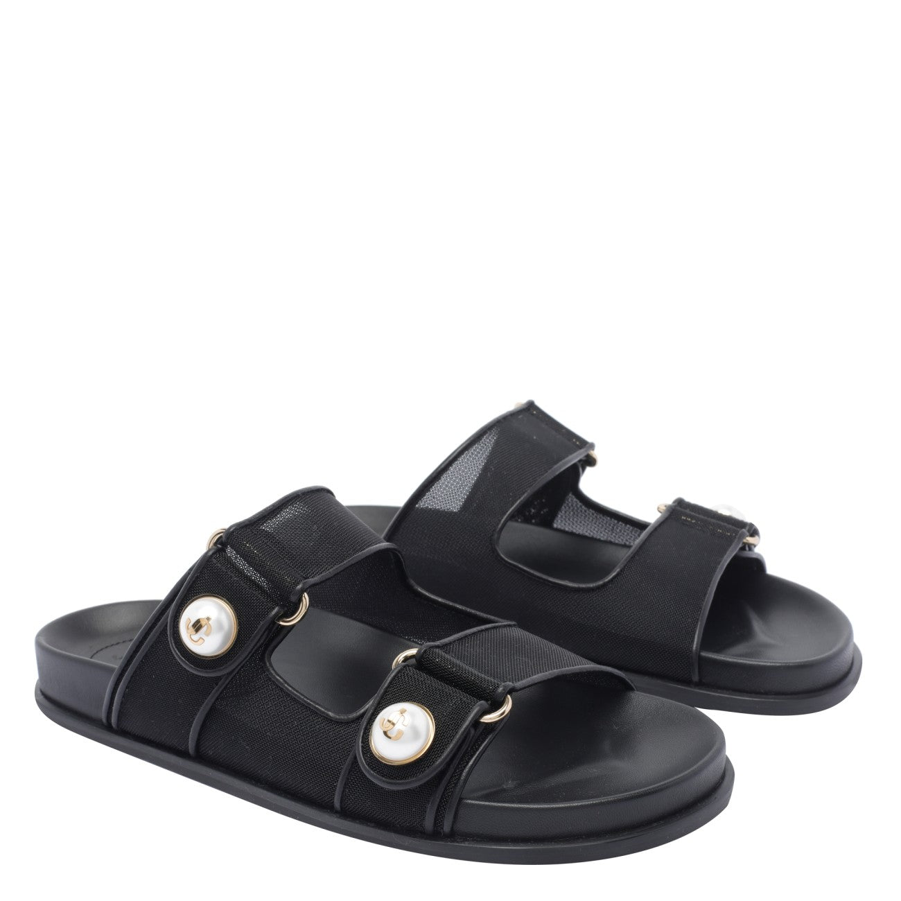 Jimmy Choo ladies Fayence Sandals slides w/pearls black