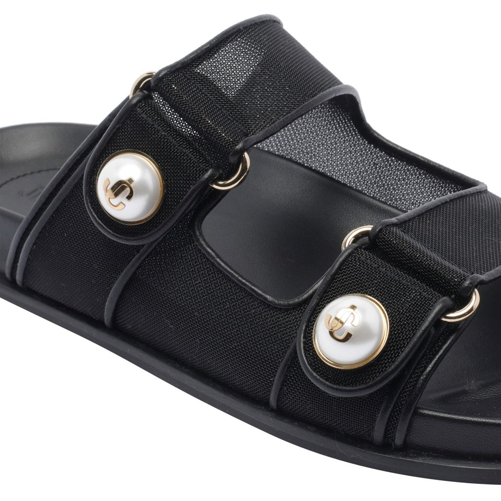 Jimmy Choo ladies Fayence Sandals slides w/pearls black