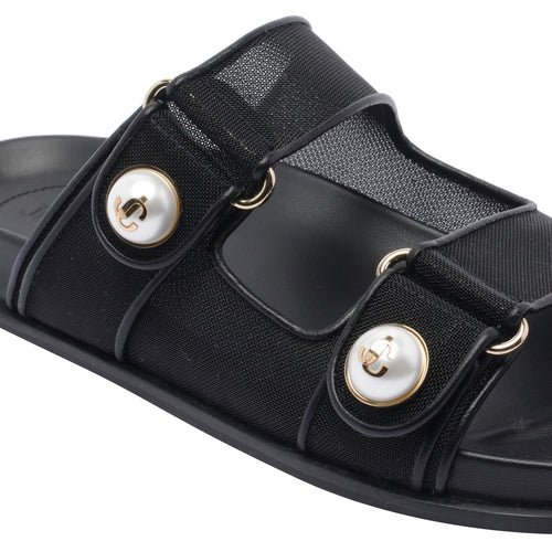 Jimmy Choo ladies Fayence Sandals slides w/pearls black