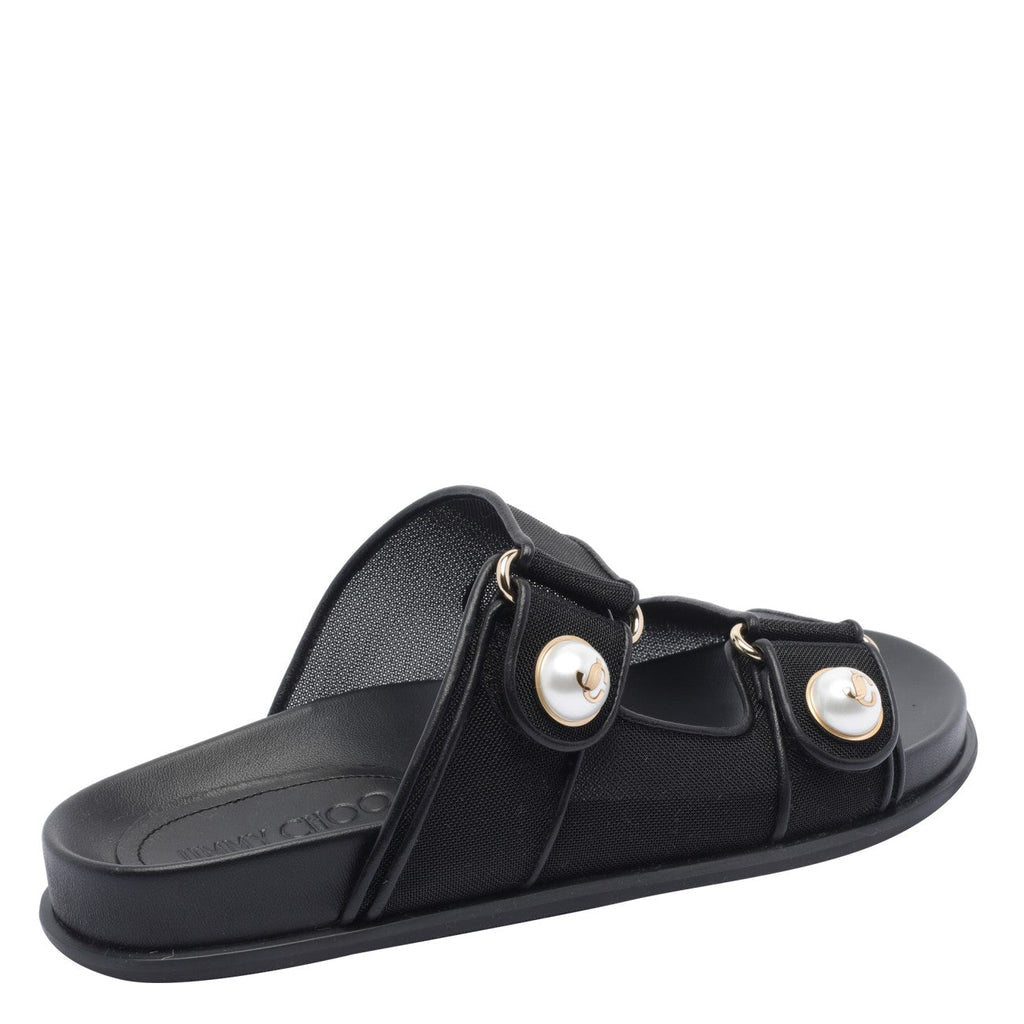 Jimmy Choo ladies Fayence Sandals slides w/pearls black