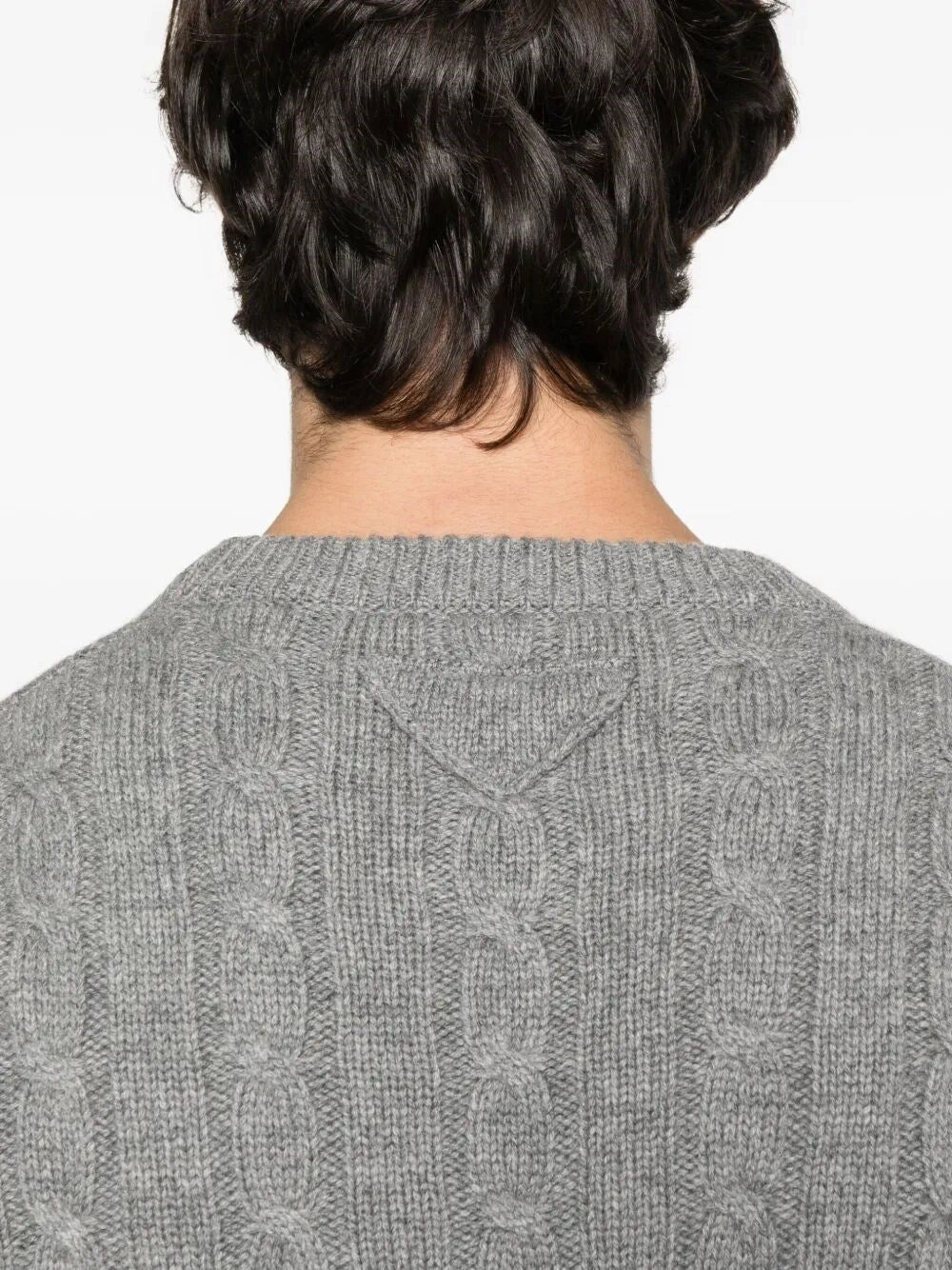 Prada Men's Cashmere Sweater cable knit ribbed Gray