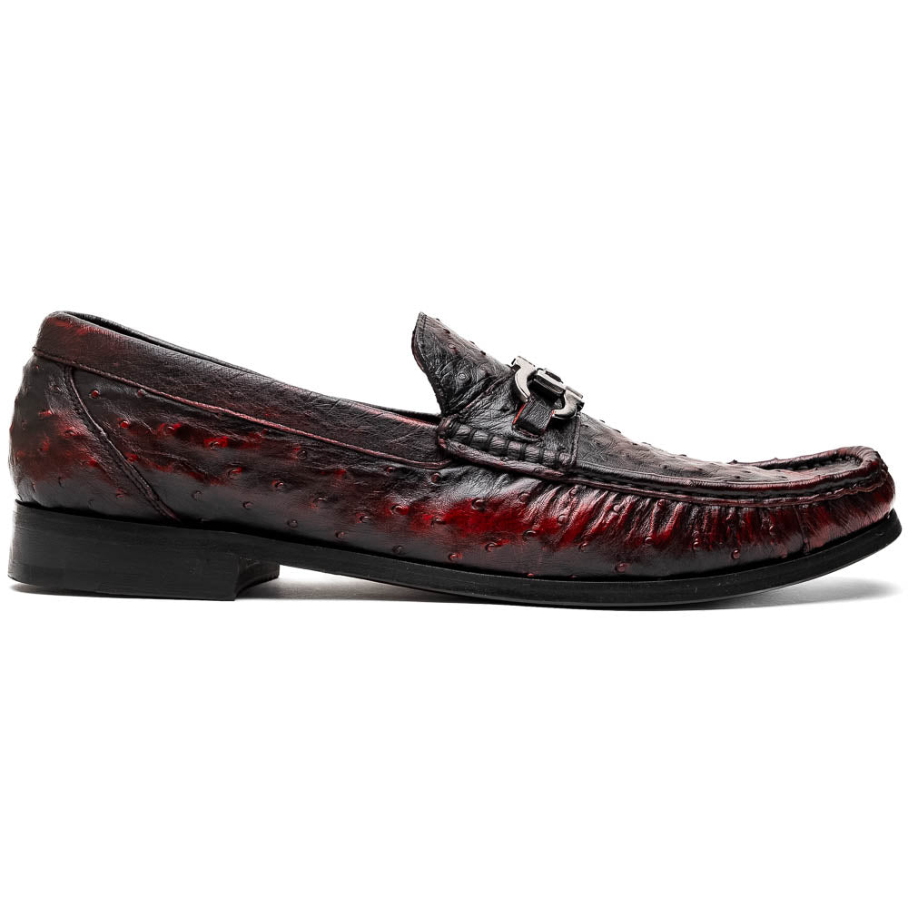 Ferrioni BlackCherry genuine ostrich loafers slip-on Men's dress shoes