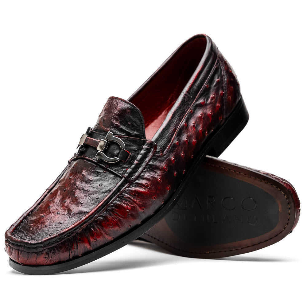Ferrioni BlackCherry genuine ostrich loafers slip-on Men's dress shoes