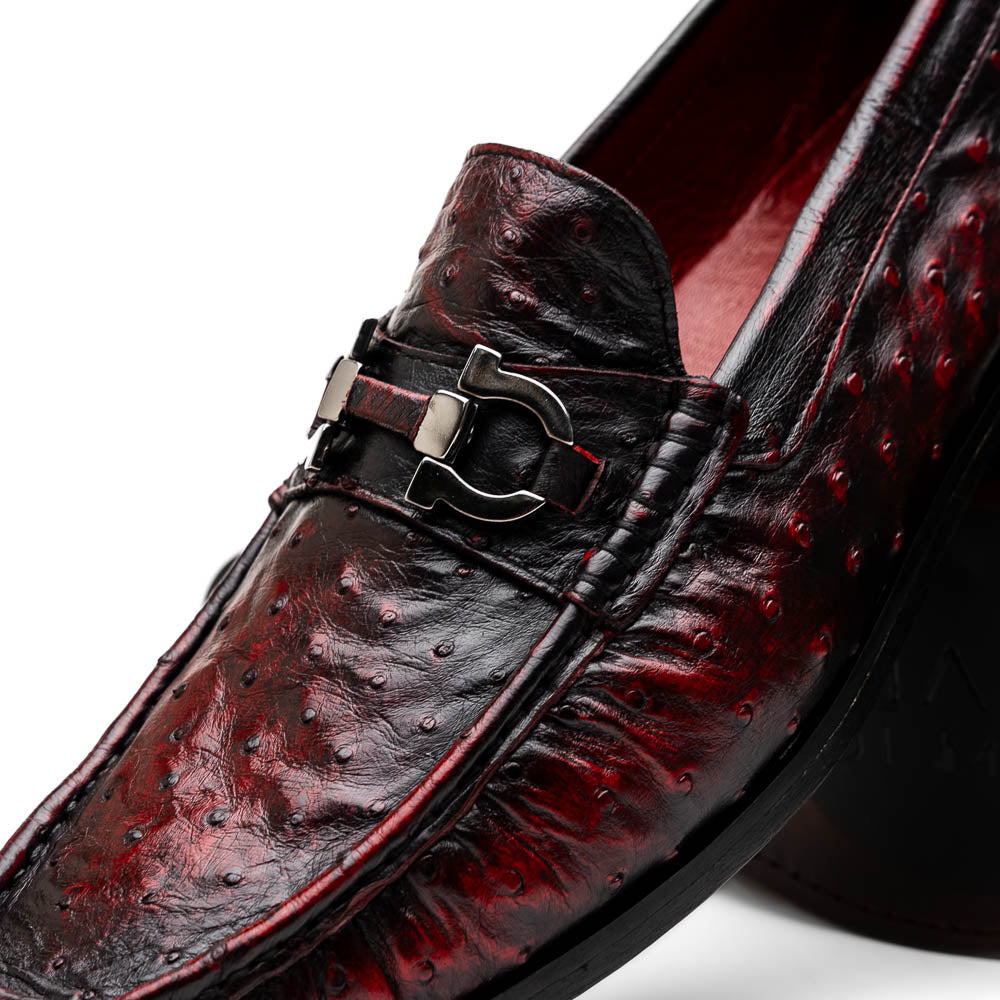 Ferrioni BlackCherry genuine ostrich loafers slip-on Men's dress shoes